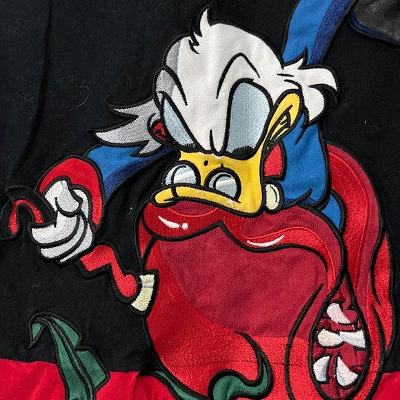 FTW Mens Black Red Embroidered Uncle Scrooge McDuck Piranha Plant Tshirt M - Picture 4 of 9